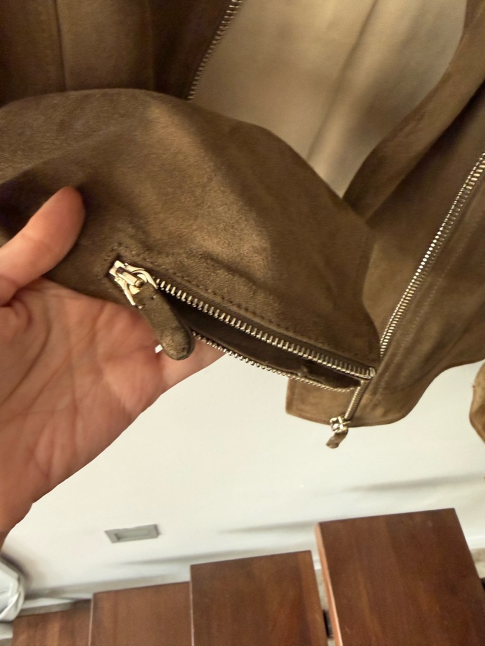 Massimo DuttiSuede Moto Jacket - Brown - Picture 5 of 5